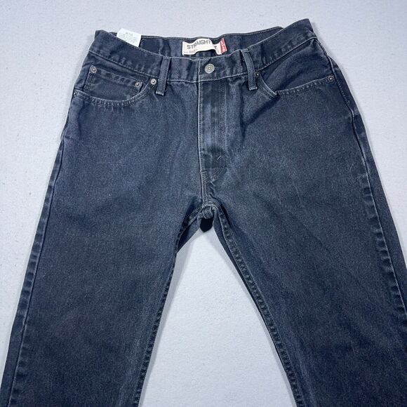 VTG Levi's 505 Jeans Men 32x30 Black Dark Wash‎ Denim Straight Leg Tag 33x32 - Picture 2 of 12